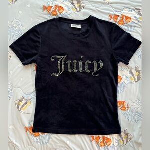 Juicy Couture Dark Navy Velvet Short Sleeve Tee
